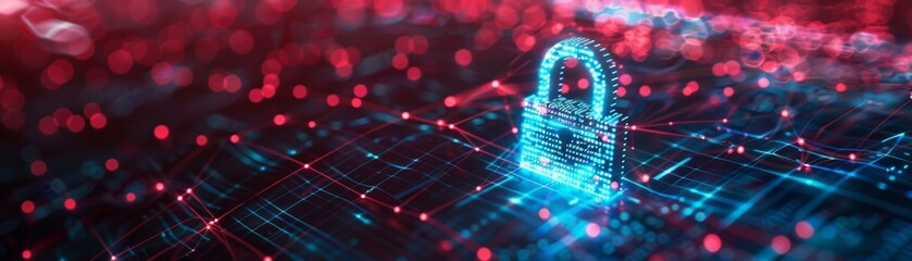 Poster - The network security system detected potential unauthorized access, indicated by a shattered padlock symbol.