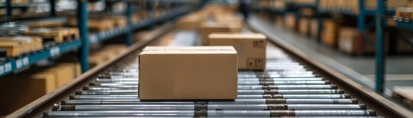 Poster - Efficiently managing packaging and transportation of products, illustrating the logistic planning and organization of stock.