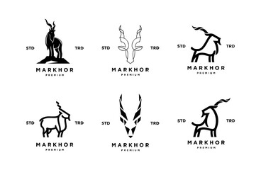 Wall Mural - Markhor head animal logo design inspiration