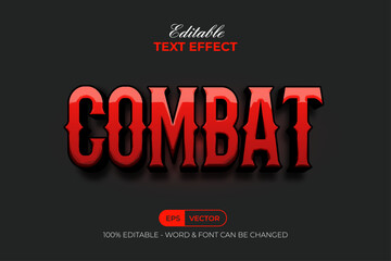 Poster - combat red text effect shiny style. editable text effect.