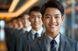 Business Portrait eines jungen hübschen asiatischen Mann, schönes Bokeh