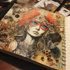 Canvas Print - A close-up of an artists sketchbook. 