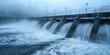 Rapid Water Flow at a Hydroelectric Dam. Concept Water Power, Renewable Energy, Hydroelectricity, Engineering Marvels, Environmental Impact