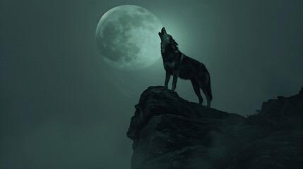 wolf howling at full moon