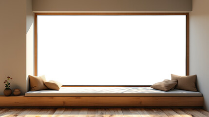 Wall Mural - A window with a bench and pillows, transparent window