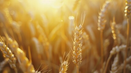 Close up of wheat ears. Field of wheat agriculture in summer, 