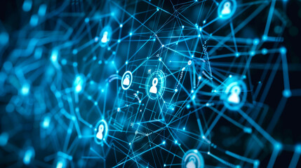 Fototapete - Cybersecurity and information or network protection. Future cyber technology web services for business and internet project