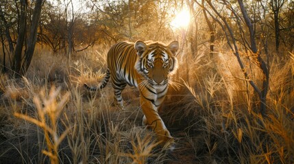 Wall Mural - Community Outreach: Programs aim to educate communities living near tiger habitats about the importance of coexistence and the dangers of poaching.