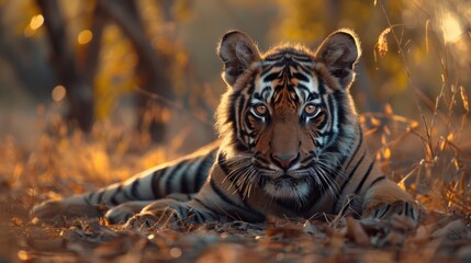 Wall Mural - portrait of a tiger in the sun