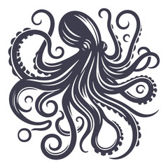 Wall Mural - silhouette illustration of an octopus and kraken vector