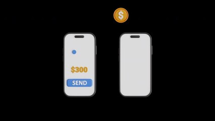 Poster - 3D Animation of Transfer Funds between Phones with Mobile Banking | Alpha Channel