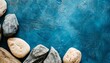 grunge blue photo background with stone imitation free space for text banner top view