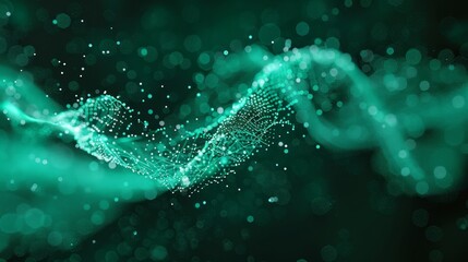 Poster - digital network connection streamline of data waves symbolizing information technology advancements