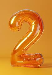 3d rendering number font 2, countdown concept of number 2