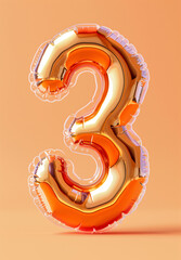 3d rendering number font 3, countdown concept of number 3