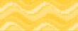 Yellow background with white dots. Repeated halftone pattern.