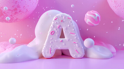 Poster - 3d rendering letter a, 3d style decorated capital letter a