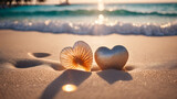Fototapeta Boho -  Heart Symbol On a Sand Of Beach.  Romantic composition.  AI generated image, ai