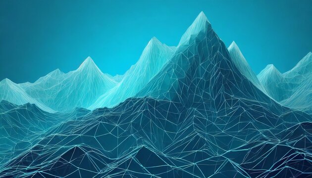 generative abstract technology mountain blue background