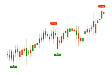 Growth stock diagram financial graph or business investment market trade on transparent background