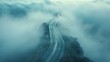 A road winding through a dense fog,  symbolizing the uncertainty and ambiguity faced by startups on their journey