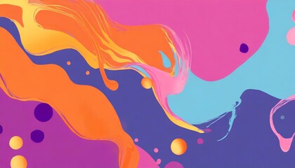 Wall Mural - background illustration of a colored floating liquid in the trend colors pink orange blue and violet