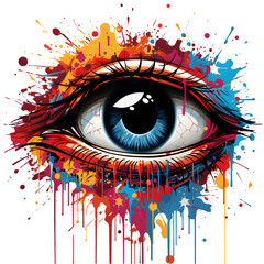 Fototapete - Vision t-shirt printing desine multicolored on isolated background