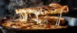 Delicious Melted Cheese Quesadilla Sizzling on Skillet: Mouthwatering Mexican Cuisine Close-Up Shot
