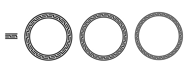 Wall Mural - greek circle frame, decorative border, vintage ornaments with seamless pattern vector illustration