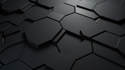 Poster - Abstract dark hexagon pattern on black grey neon background technology style. Modern futuristic honeycomb concept.