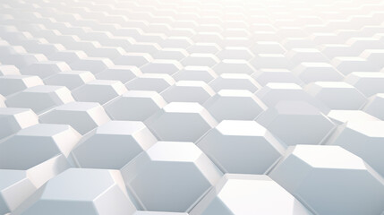Wall Mural - Abstract white 3D render hexagonal geometric structure background. 3d pattern structure cell backdrop design
