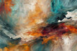 Contemporary Abstract Oil Painting Background. Contemporary abstract oil painting on paper. Lots of layers and textures. Complimentary color scheme. Great for backgrounds