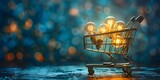 Fototapeta Miasto - Illuminating Insights:A Shopping Cart Brimming with Innovative Lightbulb Ideas for Business Growth and Retail Success