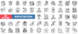 Reputation management icon collection set. Containing reputation, brand, trust, perception, online presence, public image, credibility icon. Simple line vector.