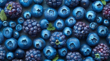 Wall Mural - Aqua and electric blue berries seedless, natural, and fresh on the table