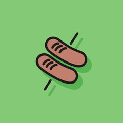 Wall Mural - Line icon of sausages on stick. Roasting, picnic, grilling. Food concept. Can be used for topics like meal, unhealthy eating, cooking