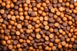 A slide of dry dog food on a white background. Food for dogs and cats in granules
