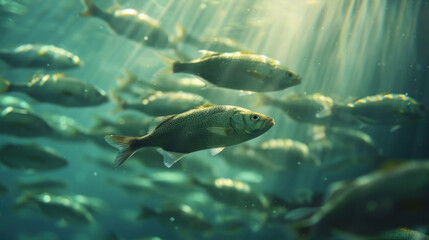 Wall Mural - the fish swimming in the sea