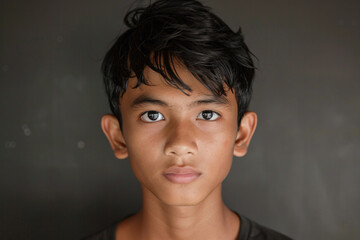 Portrait of serious Indonesian teenage boy