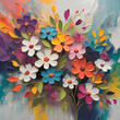 Acrylic highlights enrich oil painted floral.