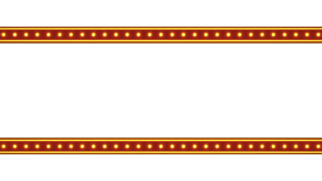 Red frame gold border light glow retro advertising sign on white background. 3d rendering