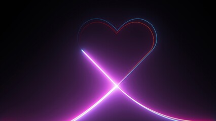 Poster - Abstract neon heart. Computer generated 3d render