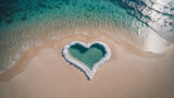 Fototapeta  -  Heart Symbol On a Sand Of Beach.  Romantic composition.  AI generated image, ai