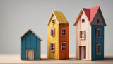 Fototapeta  - House model. Property home and real estate insurance concept. miniature model house. Mortgage concep. AI generated image, ai..