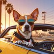 dog cool ilustrations, dog in a car, dog on the beach