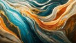 Mystical Waters: Abstract Marbled Paper Texture in Orange and Blue Hues