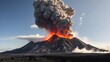 Volcano erupting and lava pouring, A massive column of ash shoots out of a volcano's mouth. An awful view of a volcano erupting. A natural disaster that is not controlled by the weather