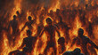 © TarikTalha - A painting of hell of suffering and eternal damnation. partially submerged screaming men,  AI generated image, ai