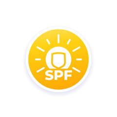 Wall Mural - SPF icon, sun block, UV protection vector label