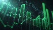 © VISUAL BACKGROUND - Green stock market graph and abstract business graphics with copyspace in the foreground.